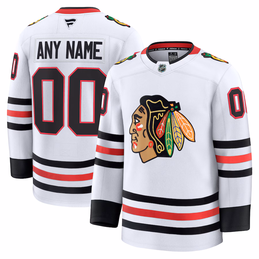 Men's Chicago Blackhawks Fanatics White Away Premium Custom Jersey - Puhuasuan