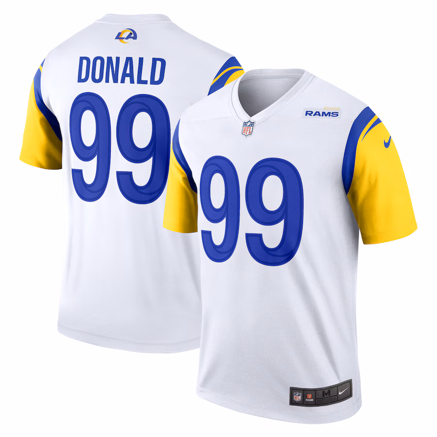 Men's Los Angeles Rams Aaron Donald Nike White Alternate Legend Player Performance Top - Puhuasuan