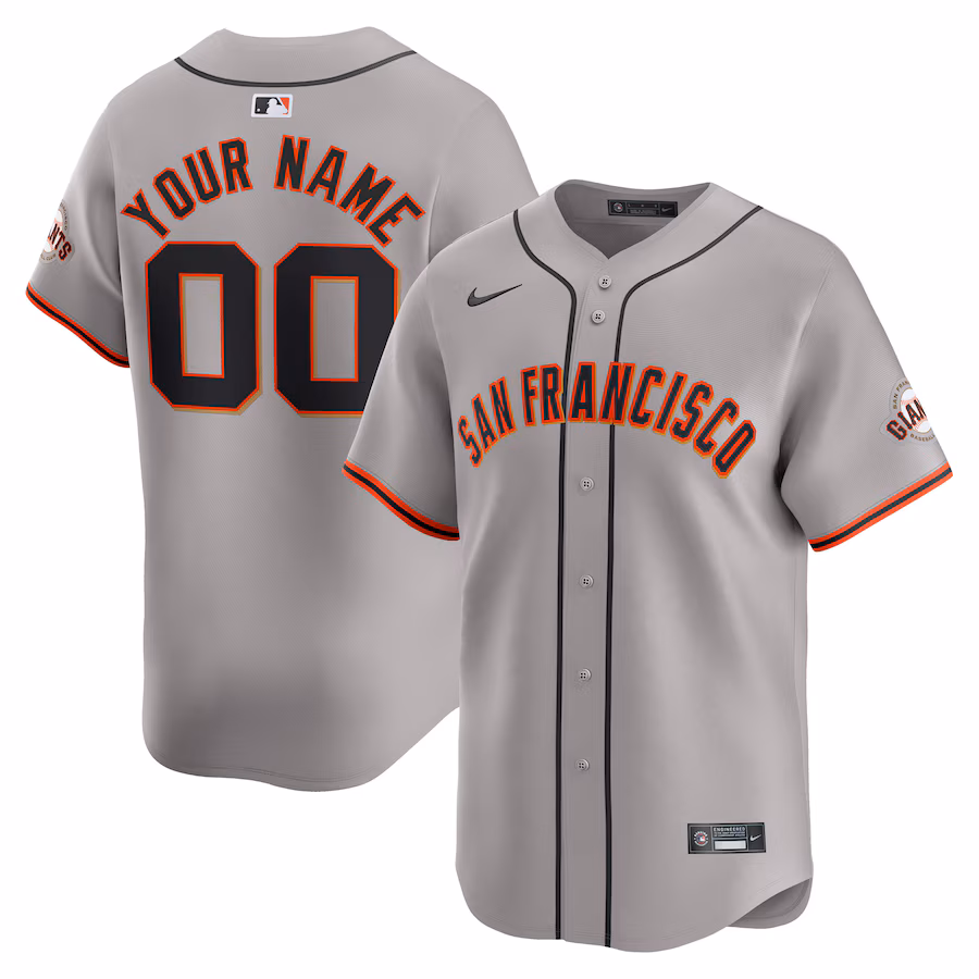 Men's San Francisco Giants  Nike Gray Away Limited Custom Jersey - Puhuasuan
