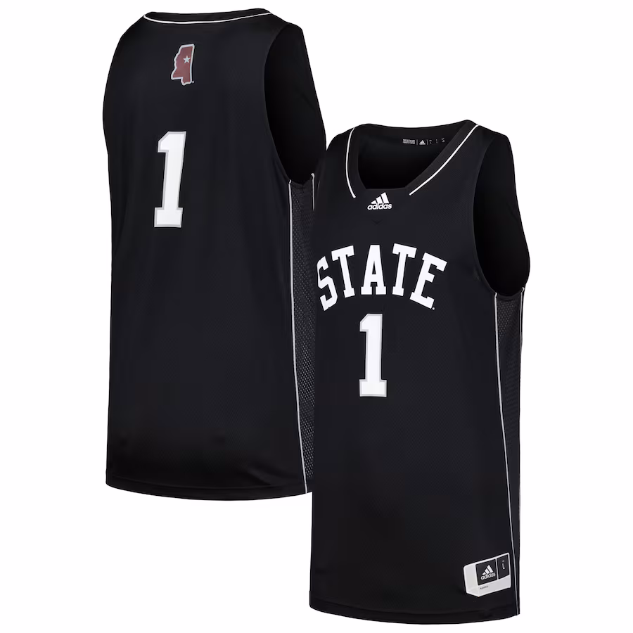 Men's adidas #1 Black Mississippi State Bulldogs Swingman Basketball Jersey - Puhuasuan