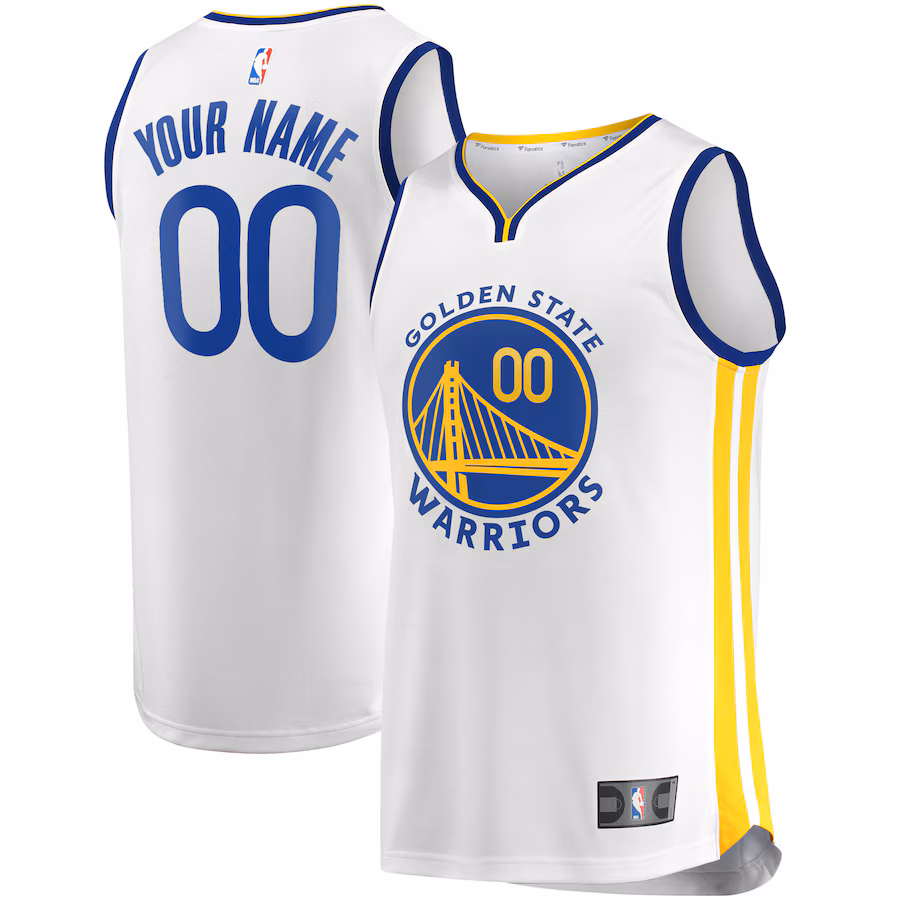 Men's Golden State Warriors Fanatics White Fast Break Custom Replica Jersey - Association Edition - Puhuasuan