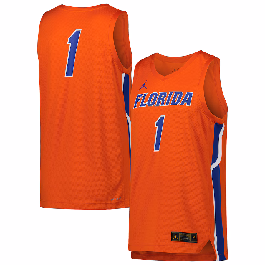 Men's Jordan Brand #1 Orange Florida Gators Team Replica Basketball Jersey - Puhuasuan