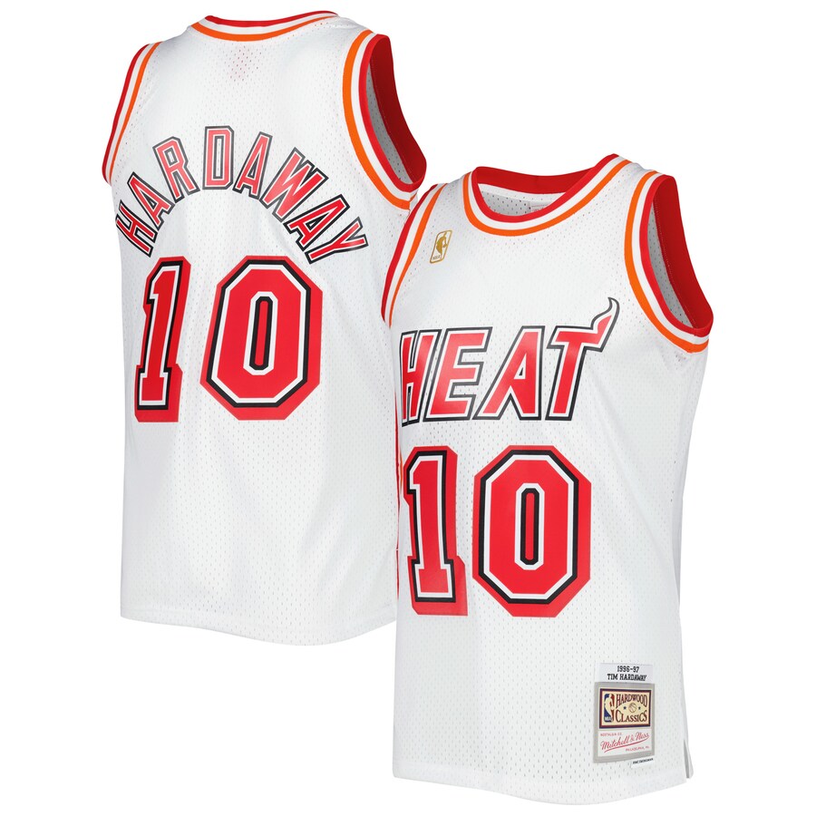 Men's Miami Heat Tim Hardaway Mitchell & Ness White Hardwood Classics Swingman Jersey - Puhuasuan