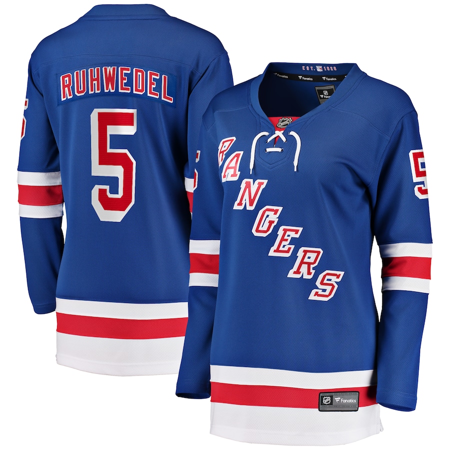 Women's New York Rangers Chad Ruhwedel Fanatics Blue Home Breakaway Player Jersey - Puhuasuan