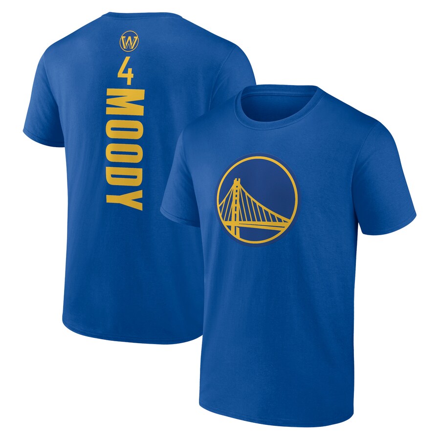 Men's Golden State Warriors Moses Moody Royal Playmaker Name & Number T-Shirt - Puhuasuan