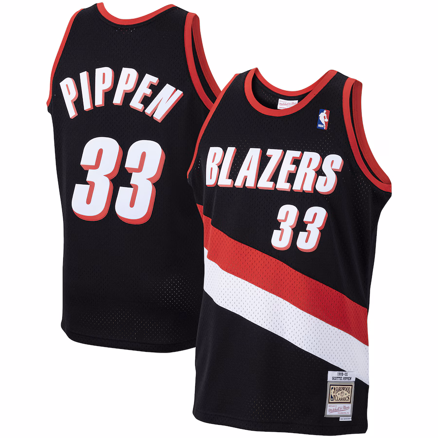 Men's Portland Trail Blazers Scottie Pippen Mitchell & Ness Black 1999/00 Hardwood Classics Swingman Jersey - Puhuasuan