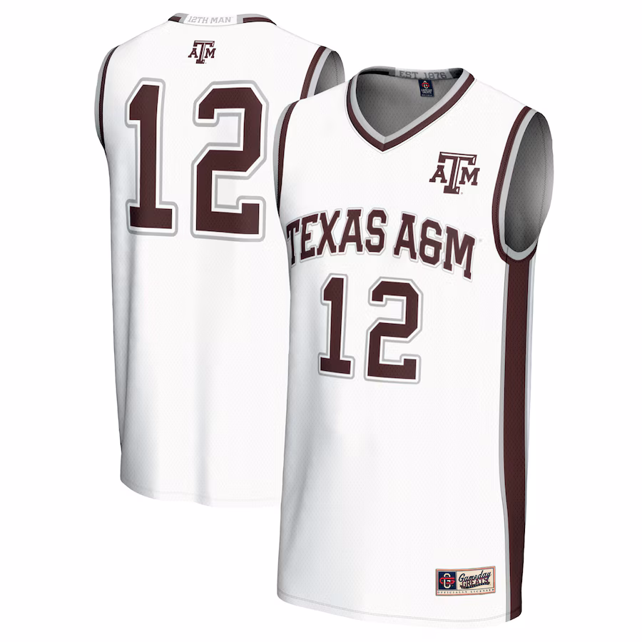 #12 Texas A&M Aggies GameDay Greats Unisex Basketball Lightweight Fashion Jersey - White - Puhuasuan