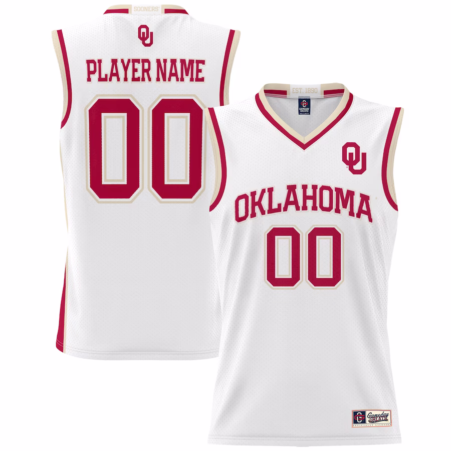 Oklahoma Sooners GameDay Greats Men's NIL Pick-A-Player Lightweight Basketball Jersey - White - Puhuasuan
