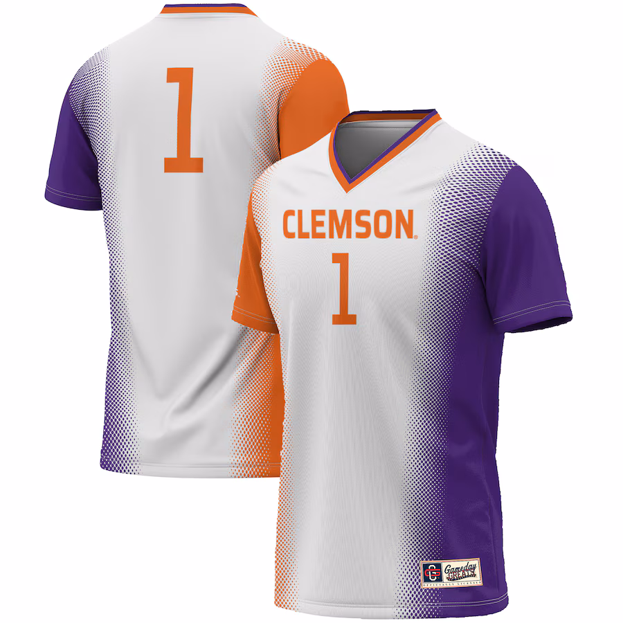 #1 Clemson Tigers GameDay Greats Youth  Lightweight Women's Soccer Jersey - White - Puhuasuan