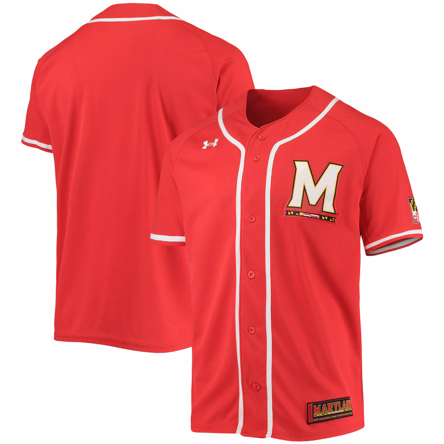 Men's Under Armour Red Maryland Terrapins Replica Baseball Jersey - Puhuasuan