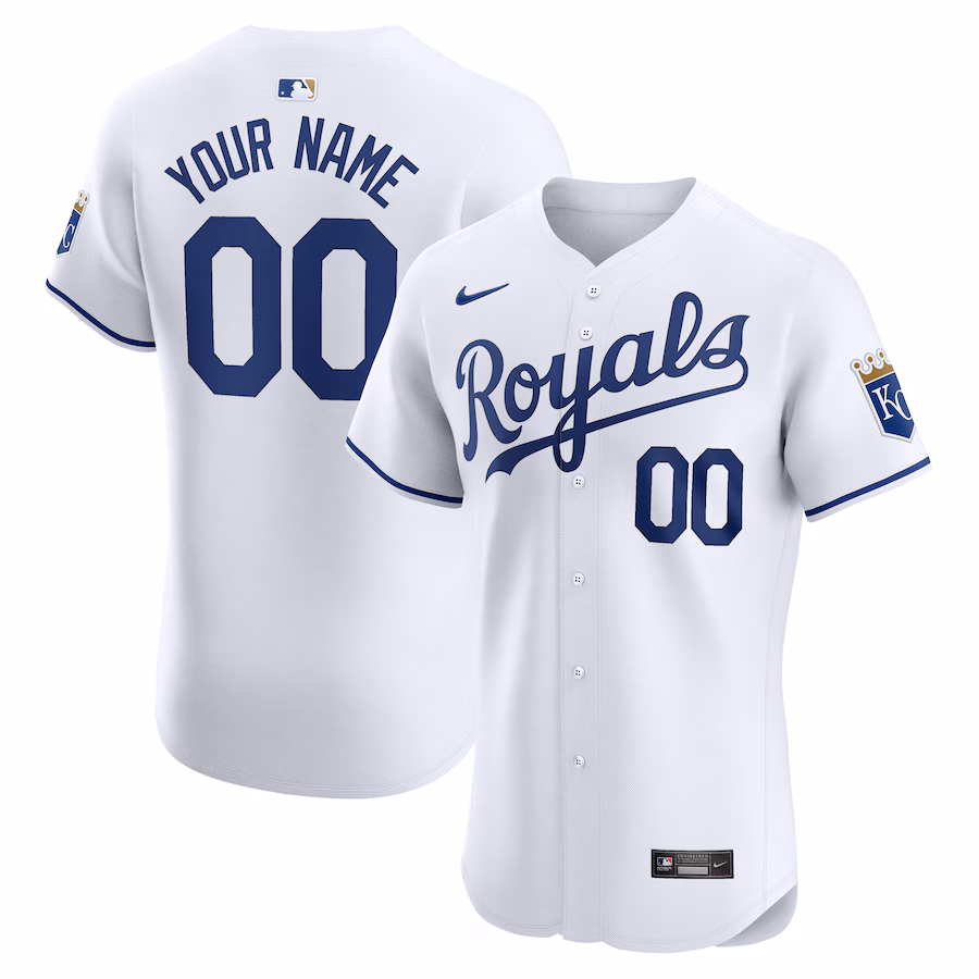 Men's Kansas City Royals Nike White Home Elite Custom Jersey - Puhuasuan