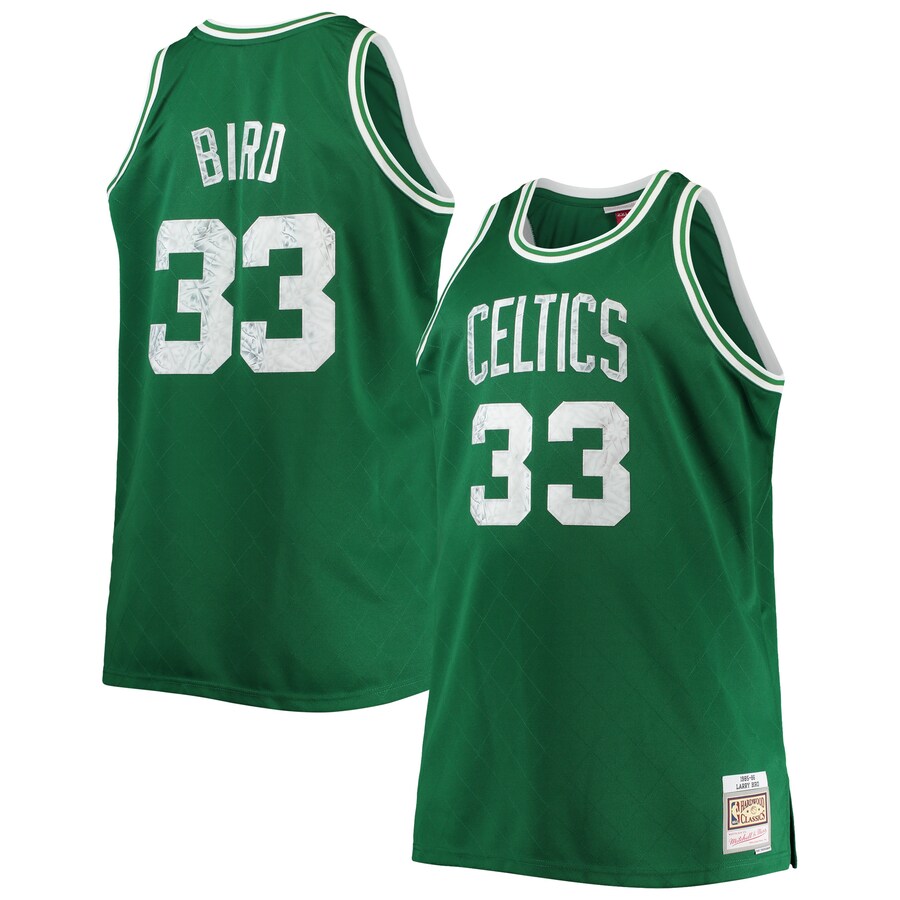 Men's Boston Celtics Larry Bird Mitchell & Ness Kelly Green Big & Tall 1985/86 NBA 75th Anniversary Diamond Swingman Jersey - Puhuasuan