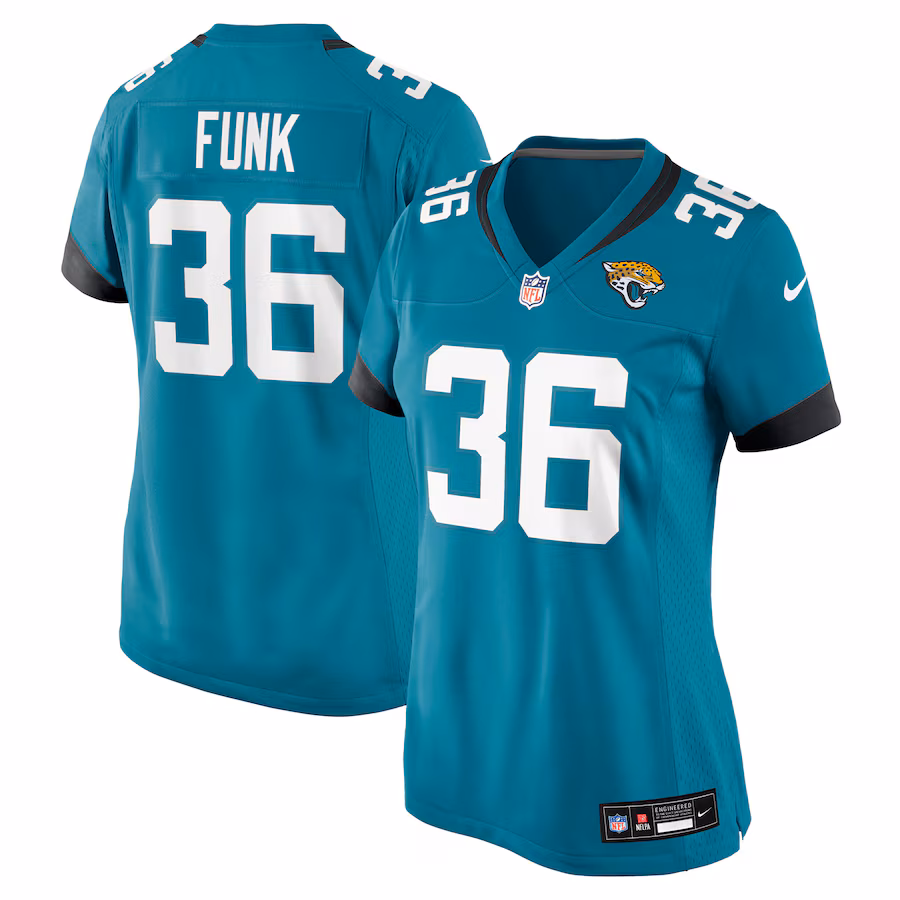 Women's Jacksonville Jaguars Jake Funk Nike Teal Team Game Jersey - Puhuasuan