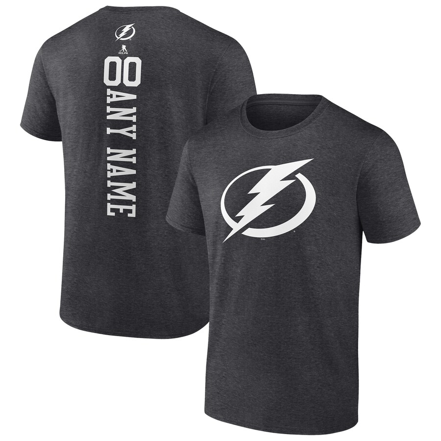 Men's Tampa Bay Lightning Heathered Charcoal Personalized One Color T-Shirt - Puhuasuan