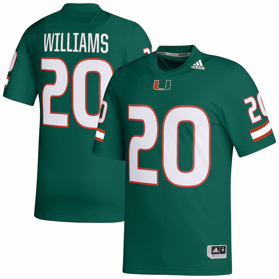 James Williams Miami Hurricanes adidas NIL Football Player Jersey - Green - Puhuasuan
