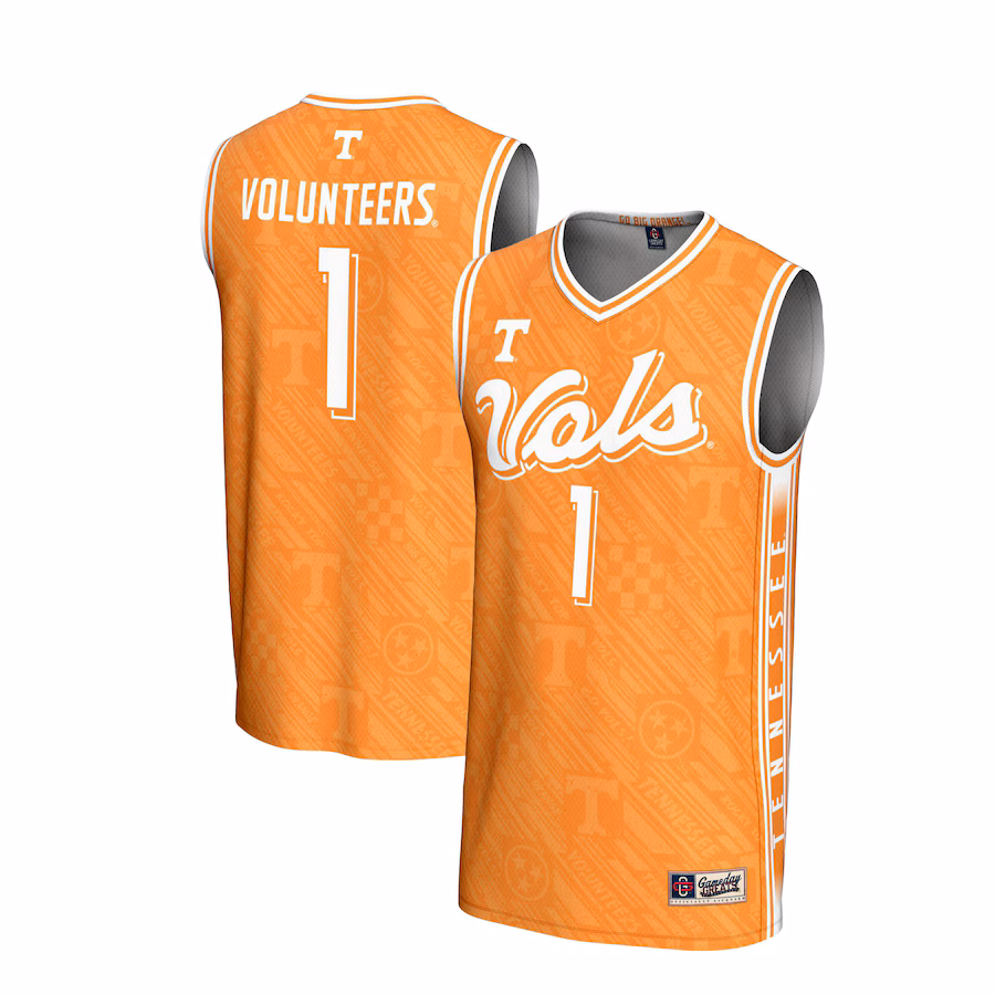 Youth GameDay Greats #1 Tennessee Orange Tennessee Volunteers Lightweight Highlight Print Basketball Jersey - Puhuasuan