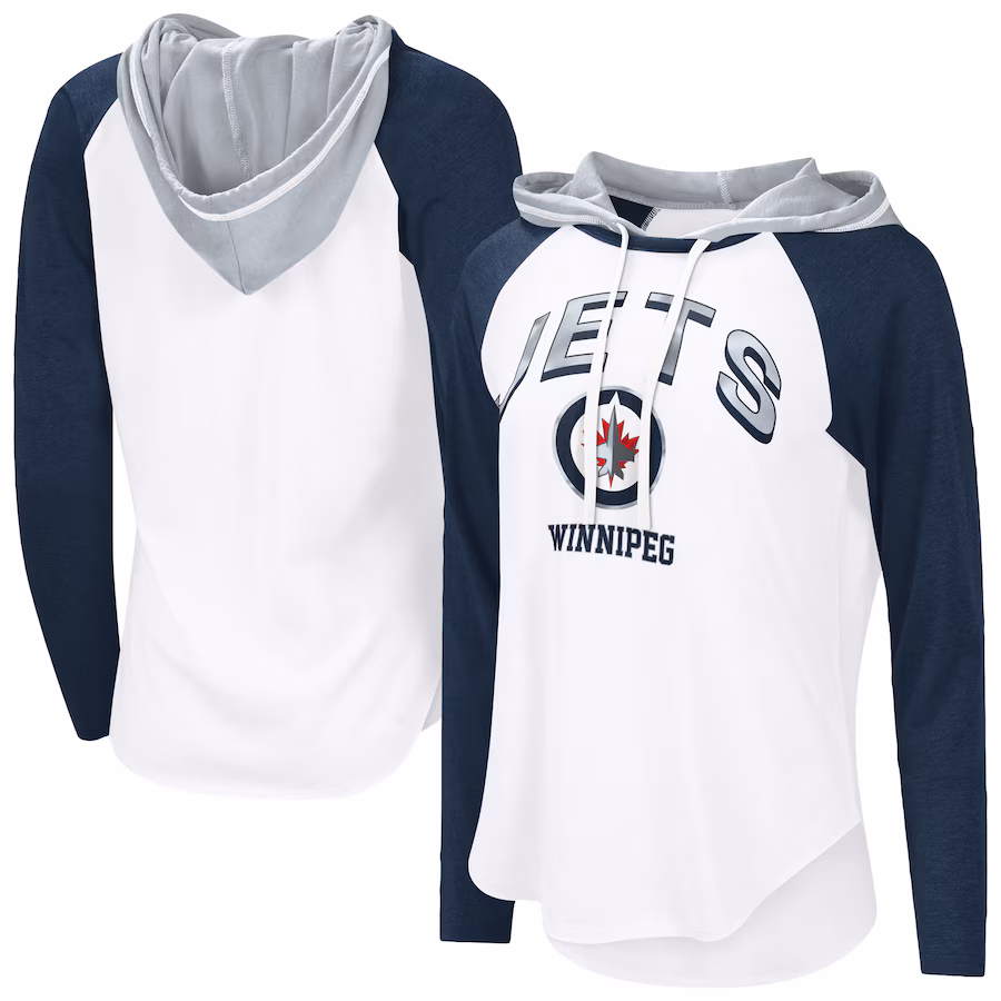 Women's Winnipeg Jets G-III 4Her by Carl Banks White VIP Raglan Long Sleeve Hoodie T-Shirt - Puhuasuan
