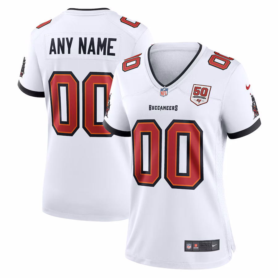 Women's Tampa Bay Buccaneers Nike White 50th Anniversary Custom Game Jersey - Puhuasuan