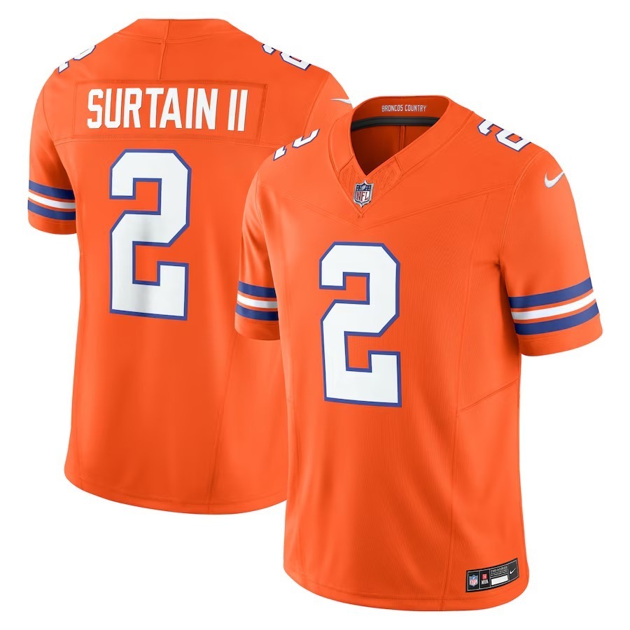 Men's Denver Broncos Patrick Surtain II Nike Orange Alternate Mile High Collection 1977 Throwback Vapor F.U.S.E. Elite Jersey - Puhuasuan