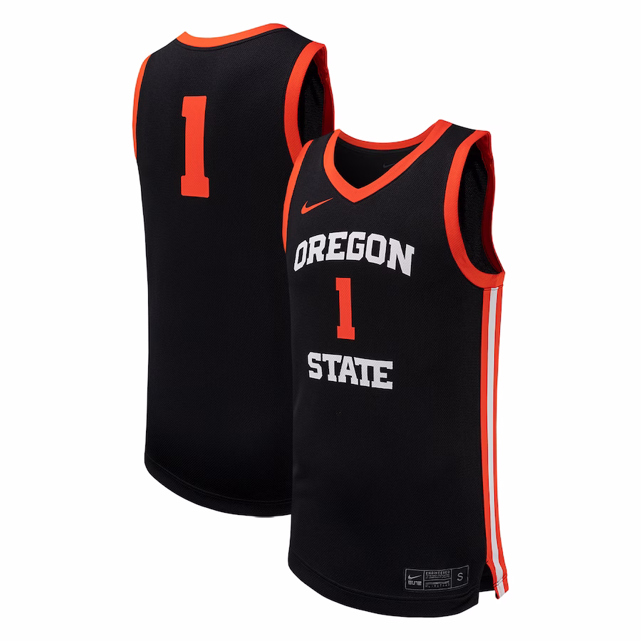 #1 Oregon State Beavers Nike Unisex Team Replica Basketball Jersey - Black - Puhuasuan