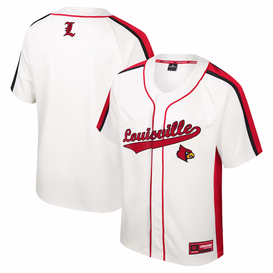 Louisville Cardinals Colosseum Ruth Button-Up Baseball Jersey - Cream - Puhuasuan