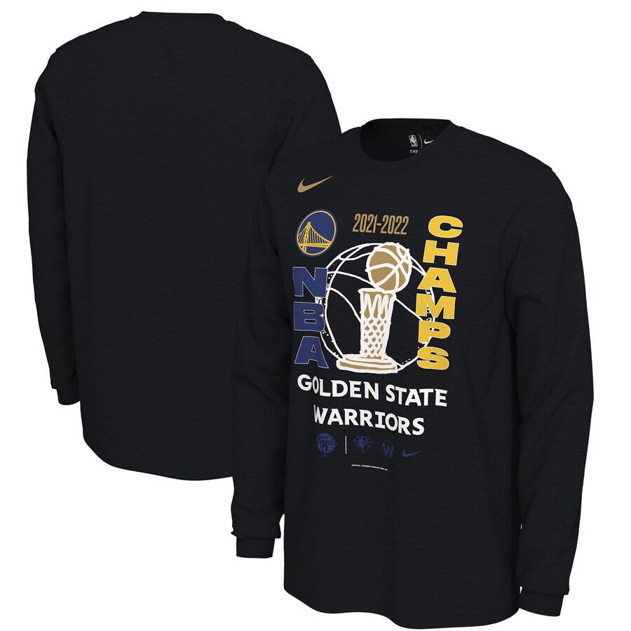 Men's Golden State Warriors Nike Black 2022 NBA Finals Champions Locker Room Long Sleeve T-Shirt - Puhuasuan