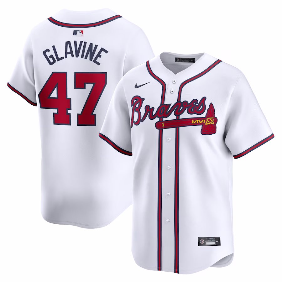 Men's Atlanta Braves Tom Glavine Nike White Home Limited Player Jersey - Puhuasuan