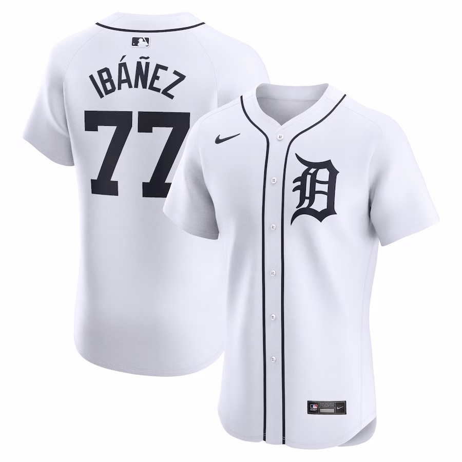 Men's Detroit Tigers Andy Ibanez Nike White Home Elite Player Jersey - Puhuasuan