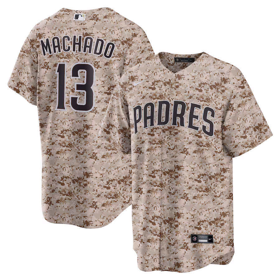 Men's San Diego Padres Manny Machado Nike Camo USMC Alternate Replica Player Jersey - Puhuasuan