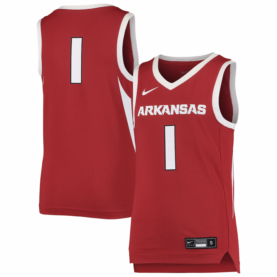 #1 Arkansas Razorbacks Nike Youth Team Replica Basketball Jersey - Cardinal - Puhuasuan