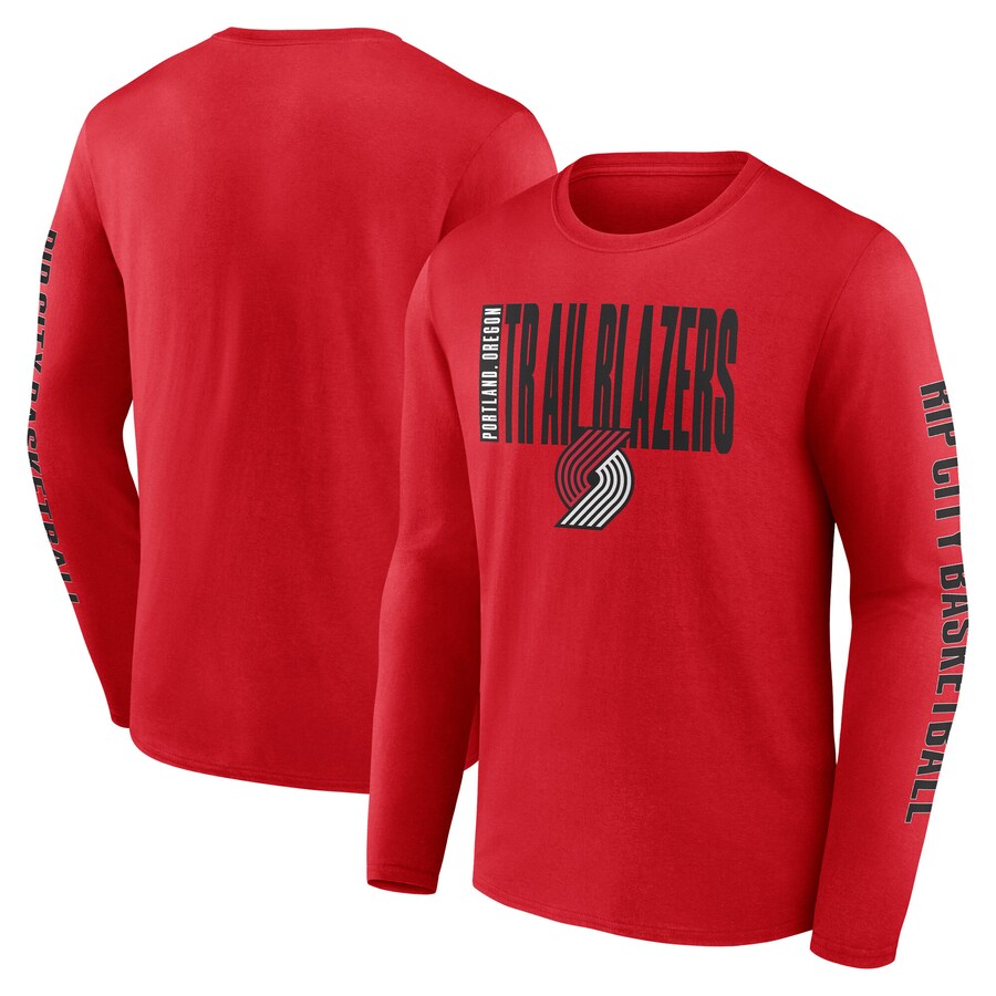 Men's Portland Trail Blazers Red Vision Long Sleeve T-Shirt - Puhuasuan