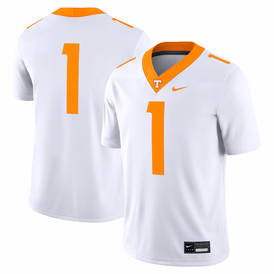 Men's Nike #1 White Tennessee Volunteers Game Jersey - Puhuasuan