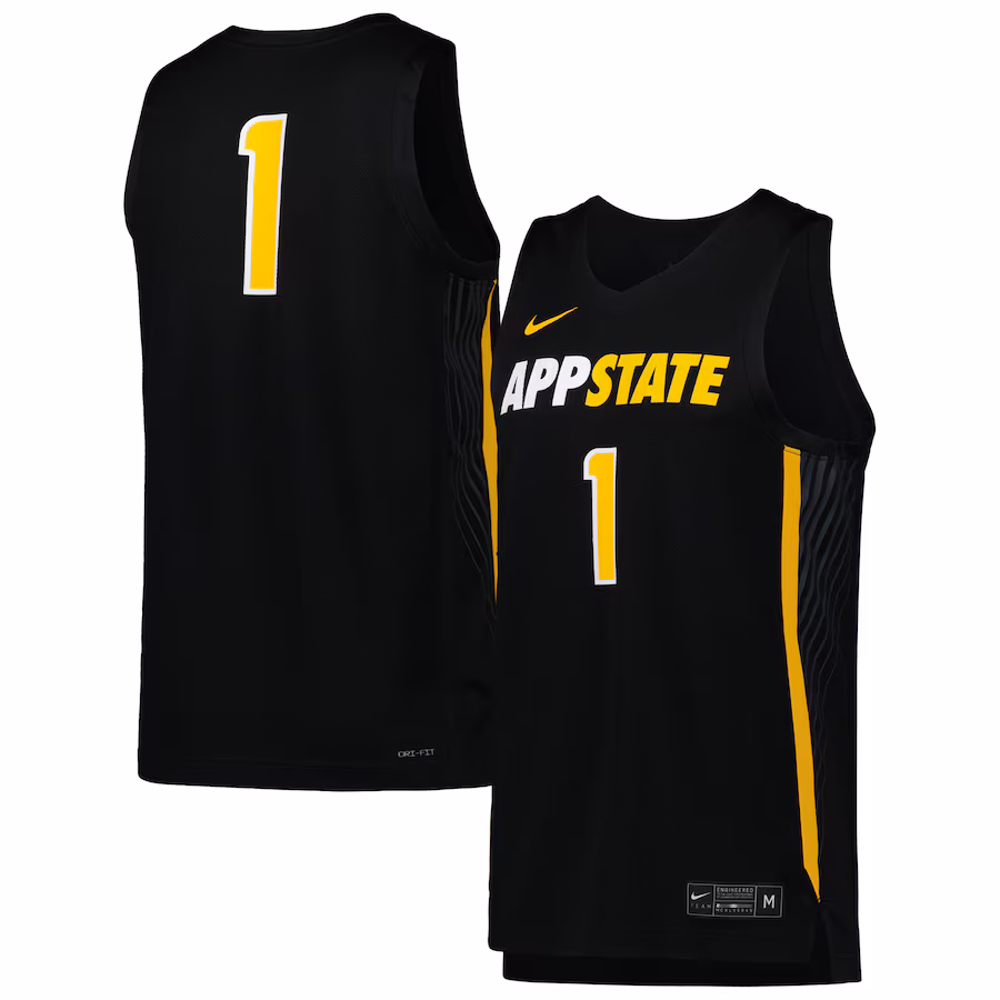 #1 Appalachian State Mountaineers Nike Replica Basketball Jersey - Black - Puhuasuan