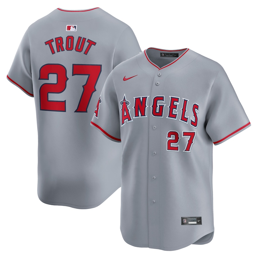 Men's Los Angeles Angels Mike Trout Nike Gray Away Limited Player Jersey - Puhuasuan