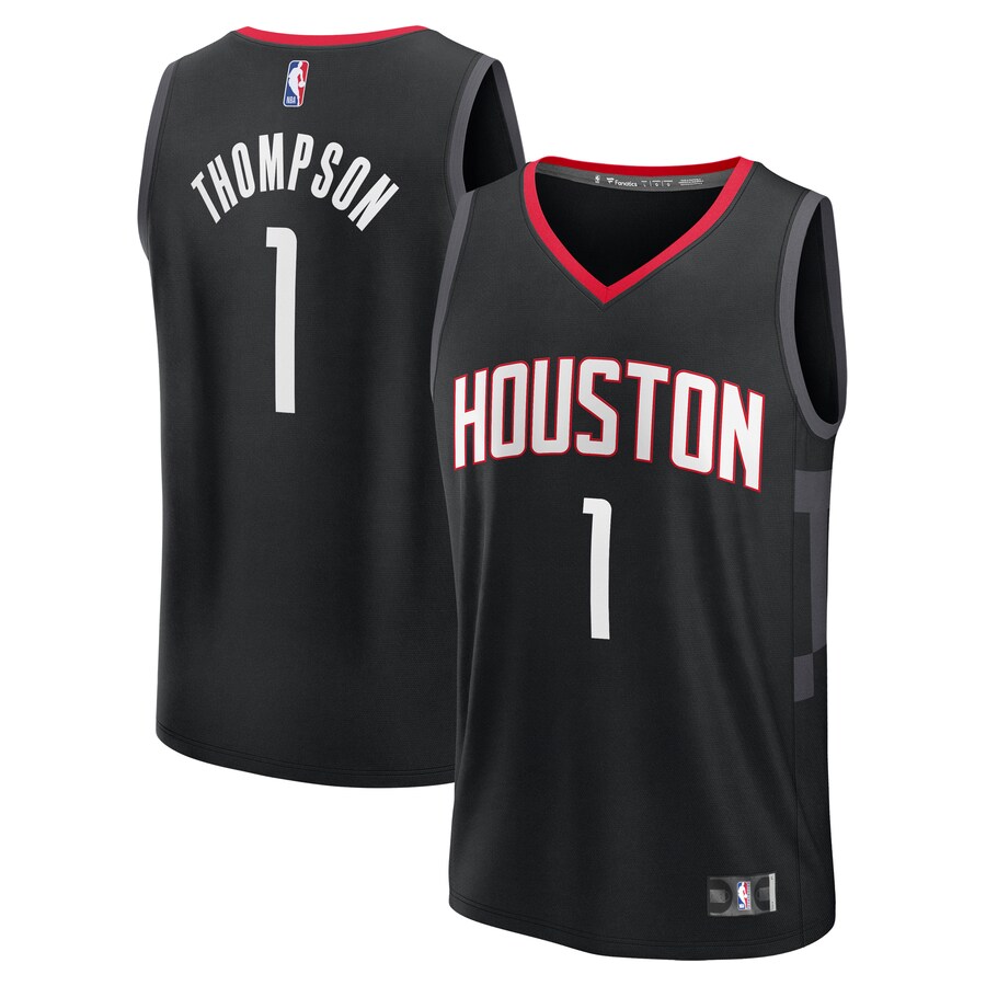 Men's Houston Rockets Amen Thompson Fanatics Black Fast Break Replica Player Jersey - Statement Edition - Puhuasuan