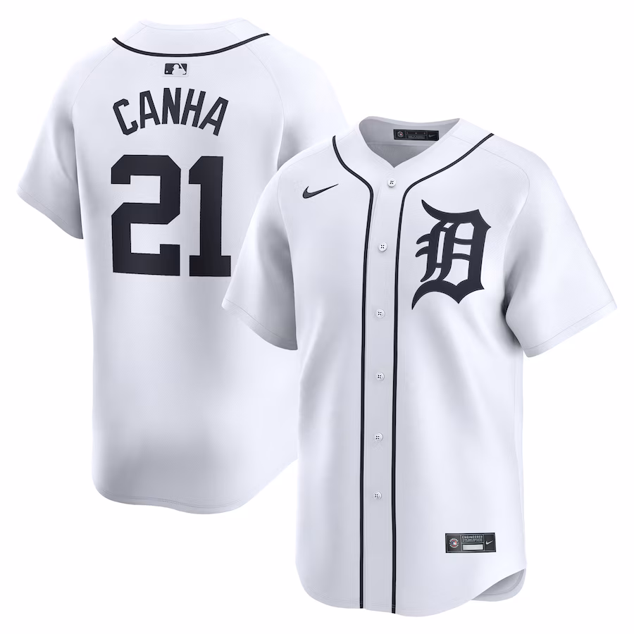 Men's Detroit Tigers Mark Canha Nike White Home Limited Player Jersey - Puhuasuan
