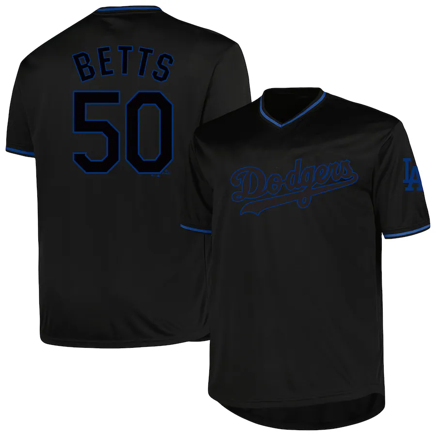 Men's Los Angeles Dodgers Mookie Betts Profile Black Big & Tall Pop Fashion Player Jersey - Puhuasuan