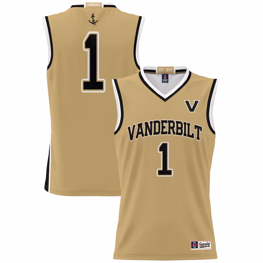 #1 Vanderbilt Commodores GameDay Greats Lightweight Collegiate Basketball Jersey - Gold - Puhuasuan