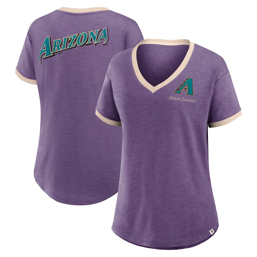 Women's Arizona Diamondbacks Fanatics Purple Binge Worthy Stadium Slub V-Neck T-Shirt - Puhuasuan