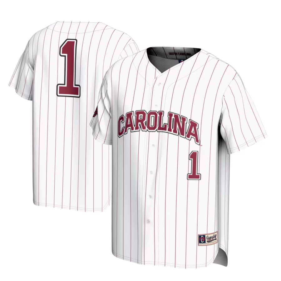 #1 South Carolina Gamecocks GameDay Greats Lightweight Baseball Fashion Jersey - White - Puhuasuan