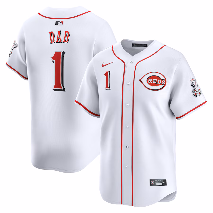 Men's Cincinnati Reds Nike White #1 Dad Home Limited Jersey - Puhuasuan