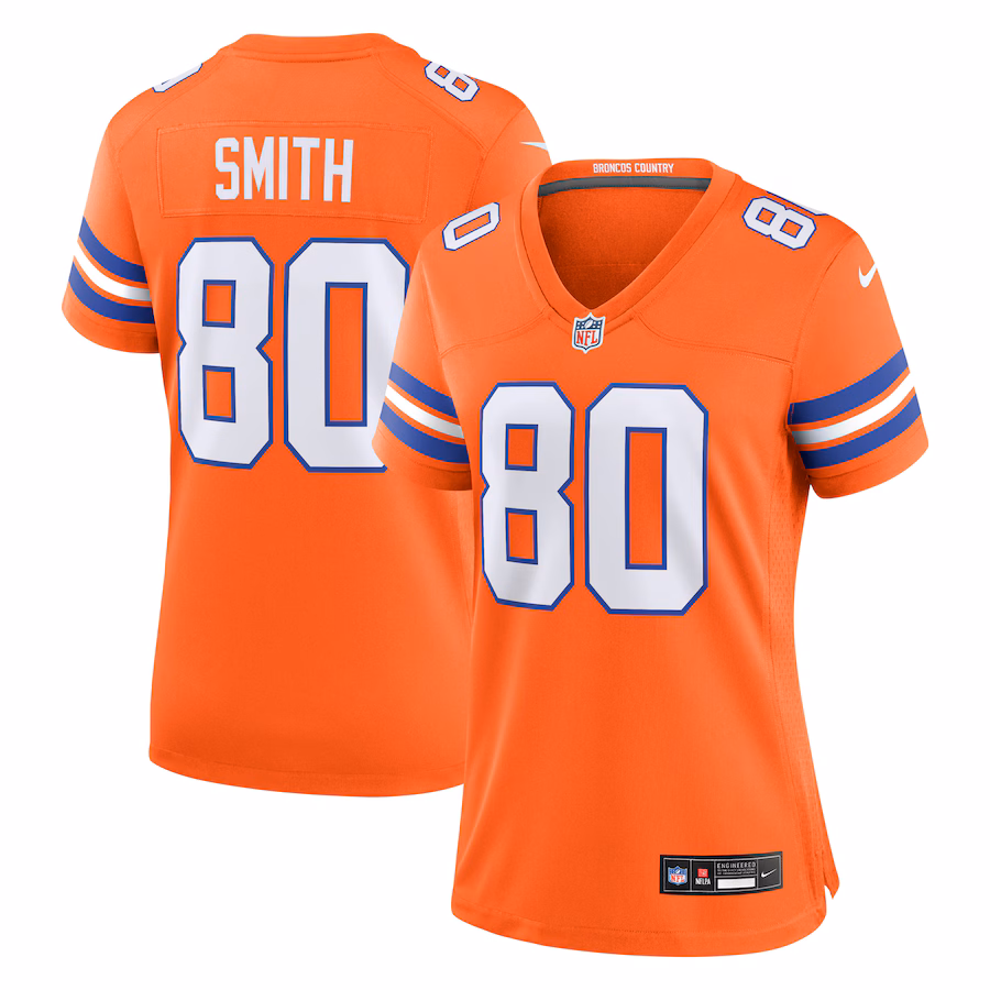 Women's Denver Broncos Rod Smith Nike Orange Mile High Collection 1977 Throwback Retired Player Game Jersey - Puhuasuan