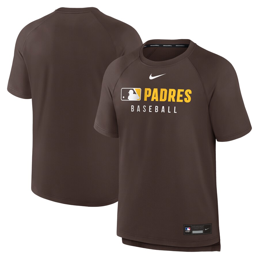 Men's San Diego Padres Nike Brown Authentic Collection Pregame Raglan Performance T-Shirt - Puhuasuan