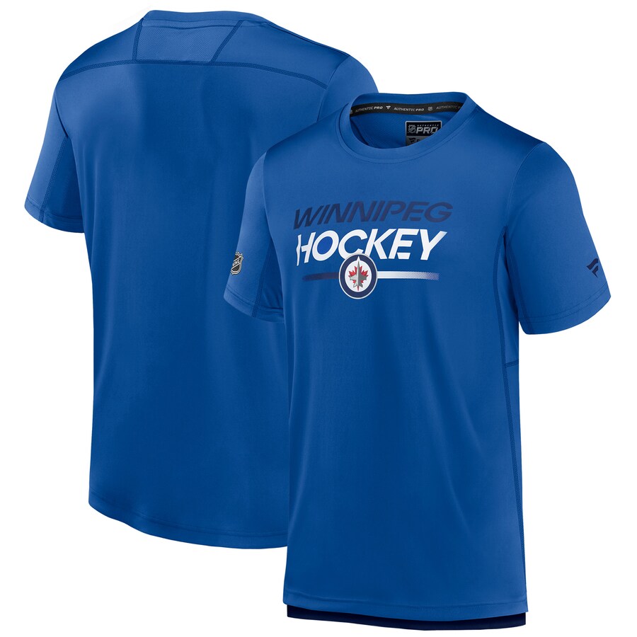 Men's Winnipeg Jets Fanatics Blue Authentic Pro Tech T-Shirt - Puhuasuan