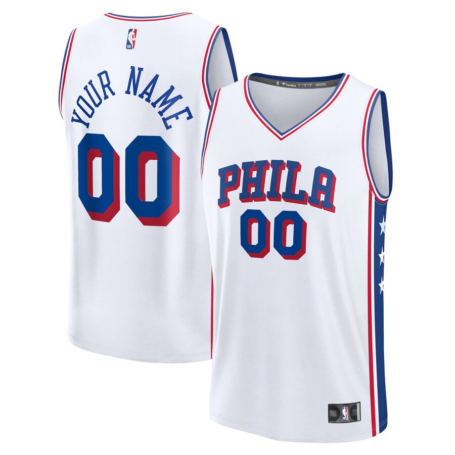 Men's Philadelphia 76ers  Fanatics White Custom Fast Break Jersey - Association Edition - Puhuasuan