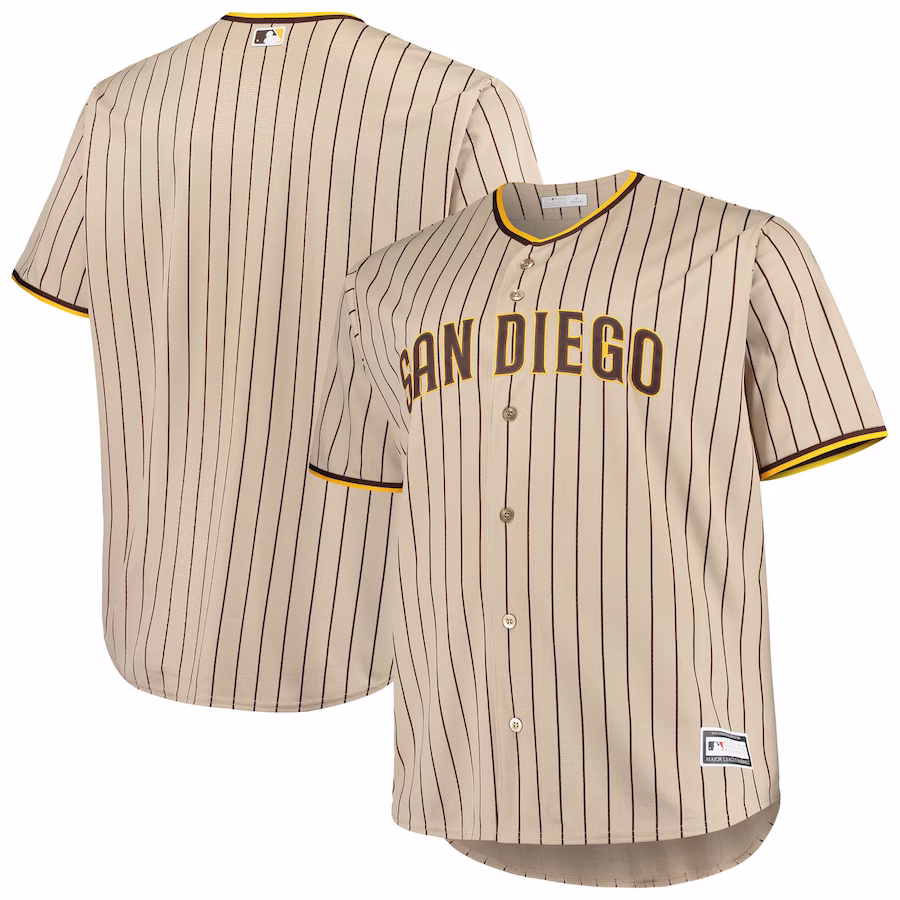 Men's San Diego Padres Brown Big & Tall Road Replica Team Jersey - Puhuasuan