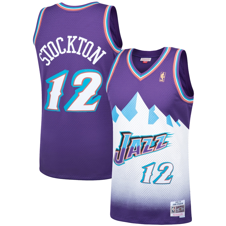 Men's Utah Jazz John Stockton Mitchell & Ness Purple Hardwood Classics Swingman Jersey - Puhuasuan