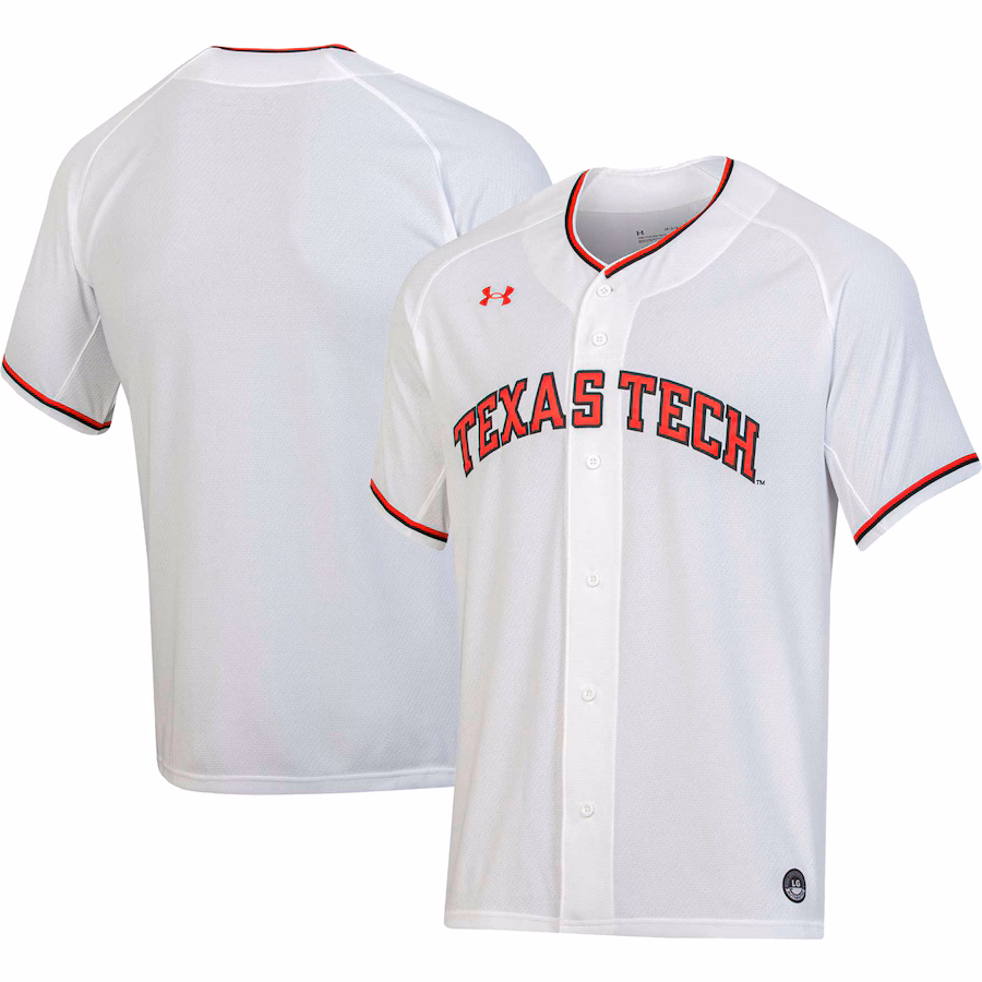 Men's Under Armour White Texas Tech Red Raiders Replica Baseball Jersey - Puhuasuan