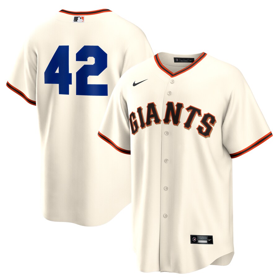 Men's San Francisco Giants Nike Cream Home 2025 Jackie Robinson Day Replica Jersey - Puhuasuan