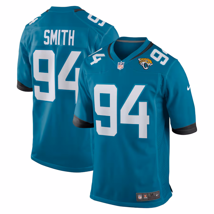 Men's Jacksonville Jaguars Maason Smith Nike Teal Team Game Jersey - Puhuasuan